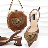 Cocktailschuhe mit Taschenset, geometrisch, abstrakt, Rucksäcke, Clutch, Tasche mit Schuhen mit mittelhohem Absatz, Party- oder Hochzeitskleidung